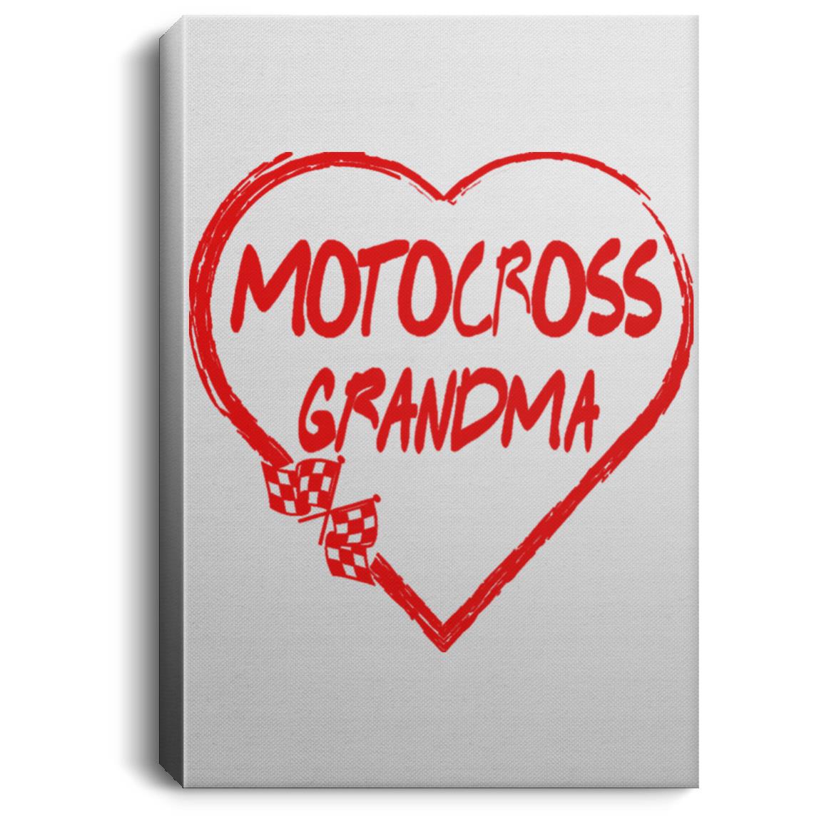 Motocross Grandma Heart Portrait Canvas .75in Frame