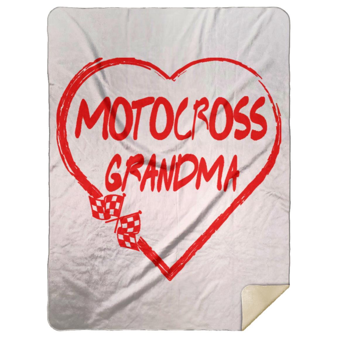 Motocross Grandma Heart Premium Mink Sherpa Blanket 60x80