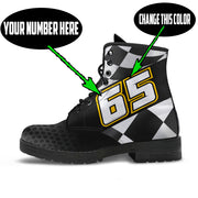 Custom Number Checkered Racing Boots