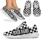 Custom Name Racing Checkered Sneakers