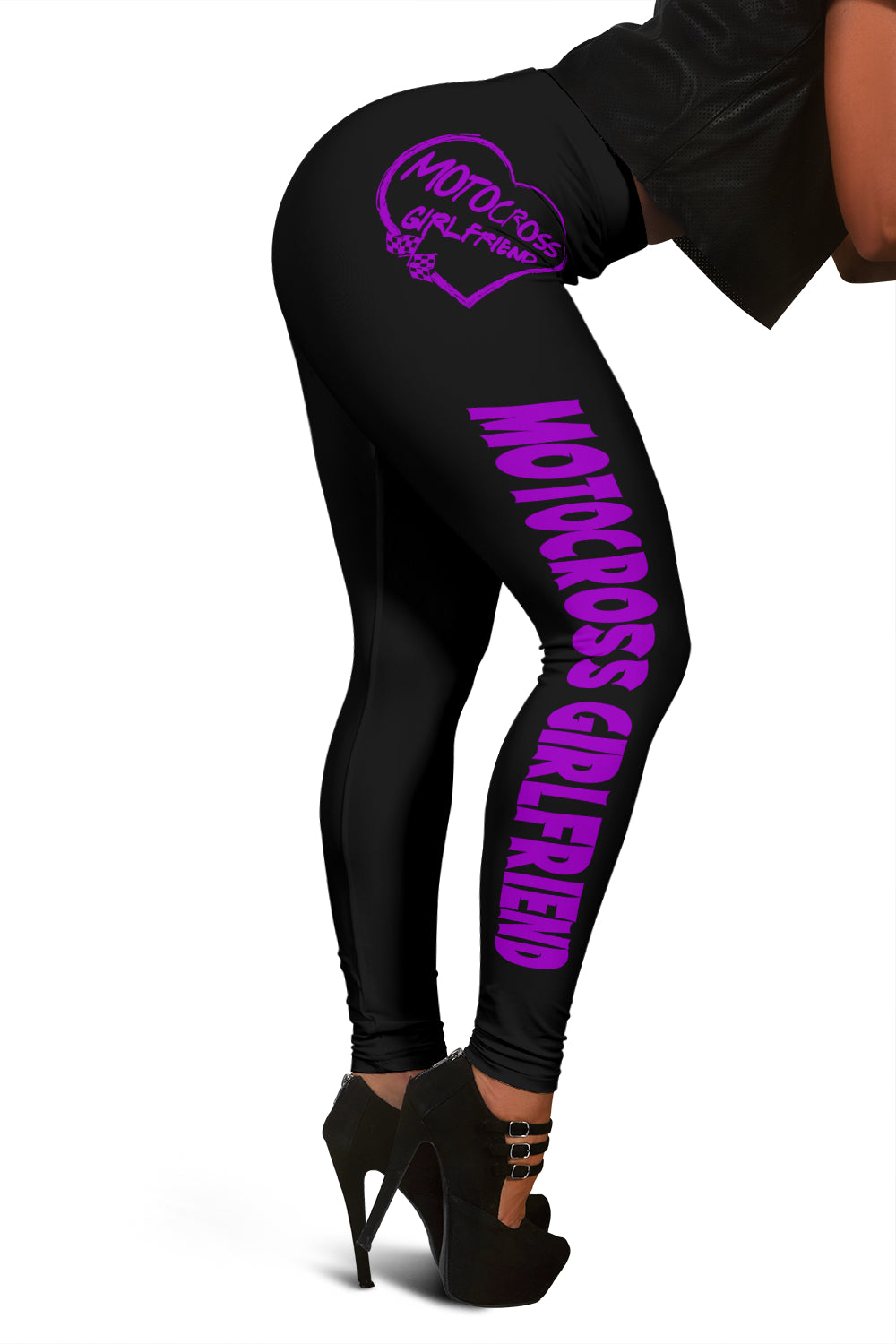 Motocross Girlfriend Heart Leggings Purple - Main Image