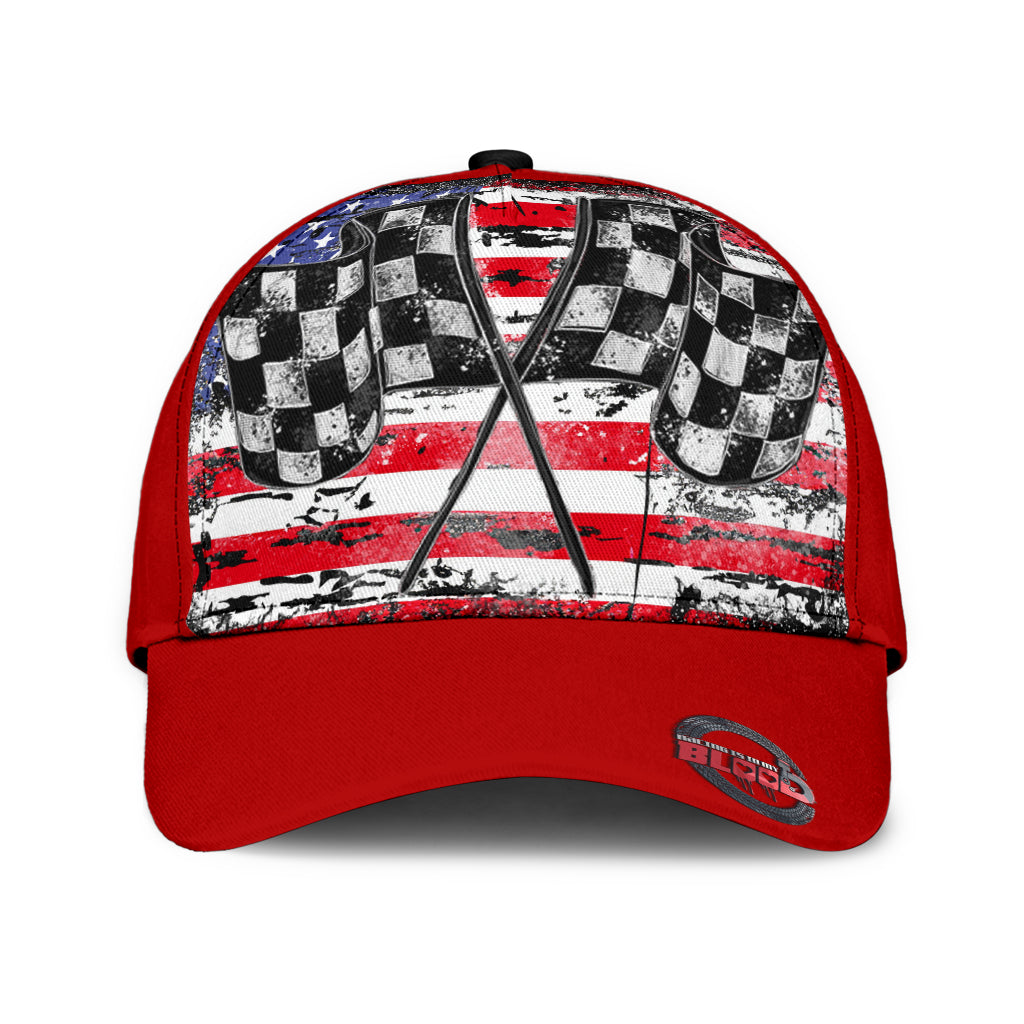 USA Racing Checkered Flag Classic Cap Red