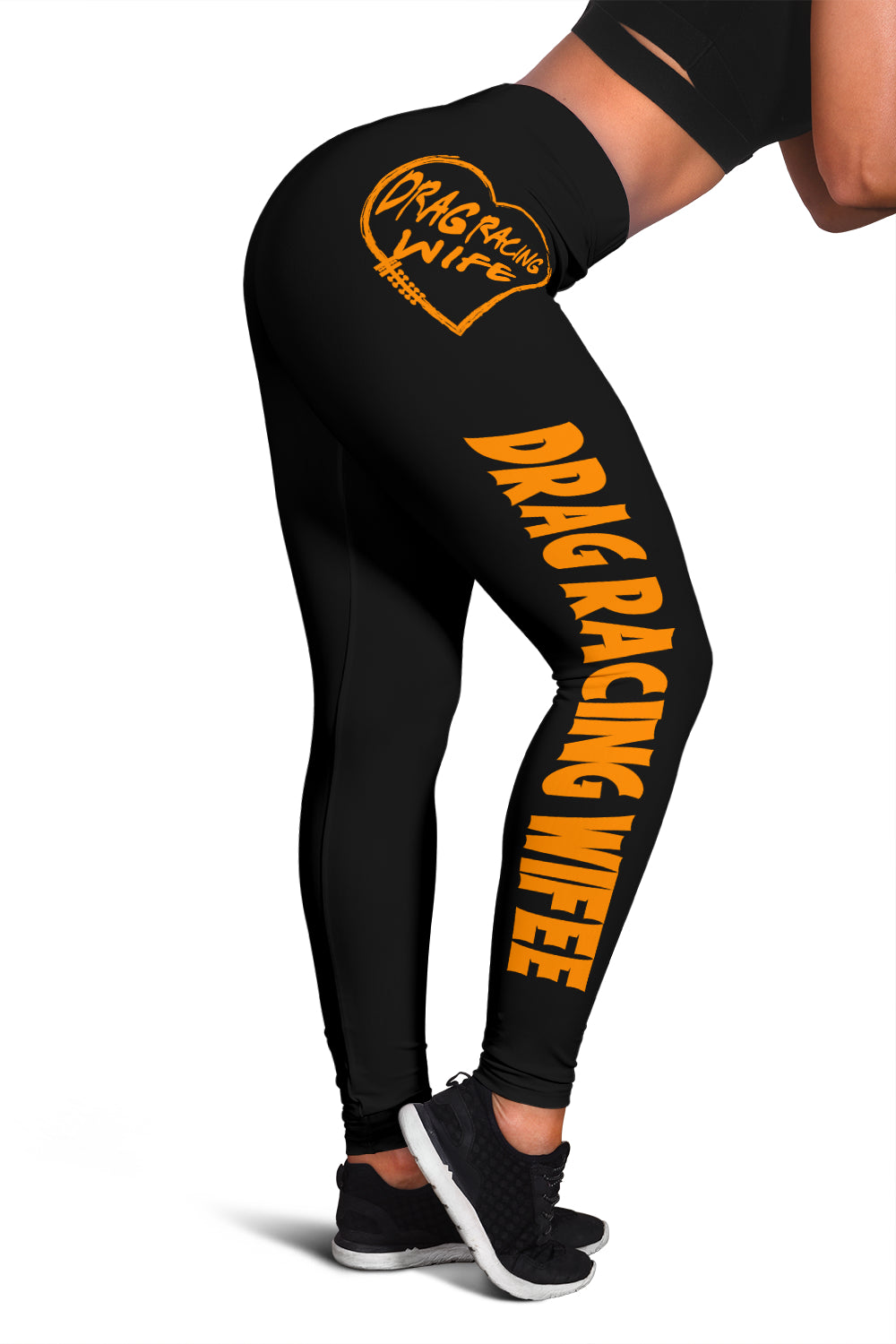 Drag Racing Wife Heart Leggings Orange - Main Image