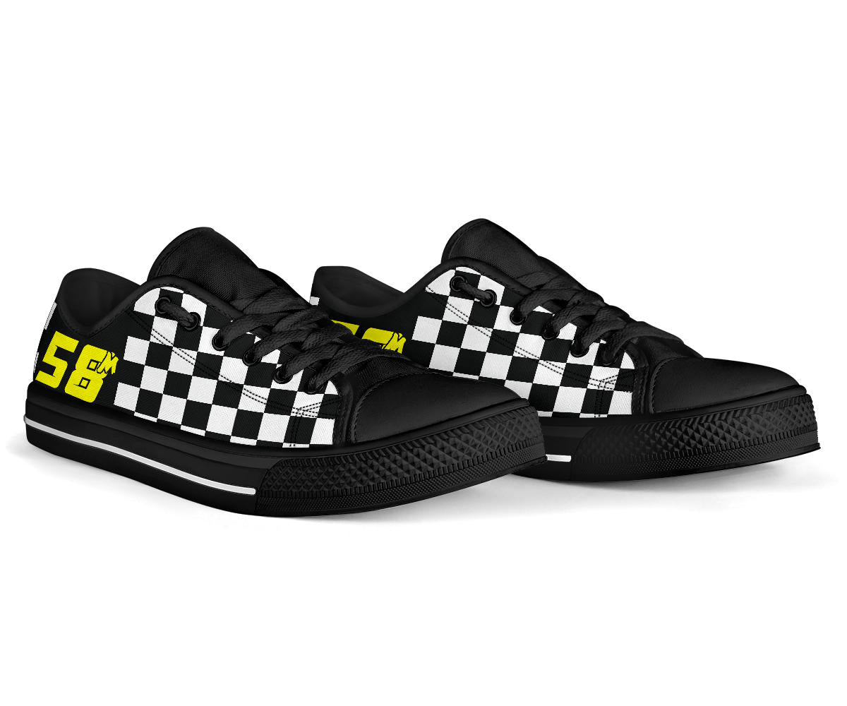 Custom Racing Checkered Low Top Shoes number 58m