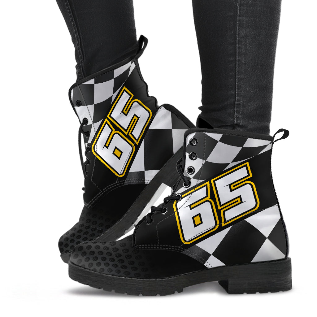 Custom Number Checkered Racing Boots