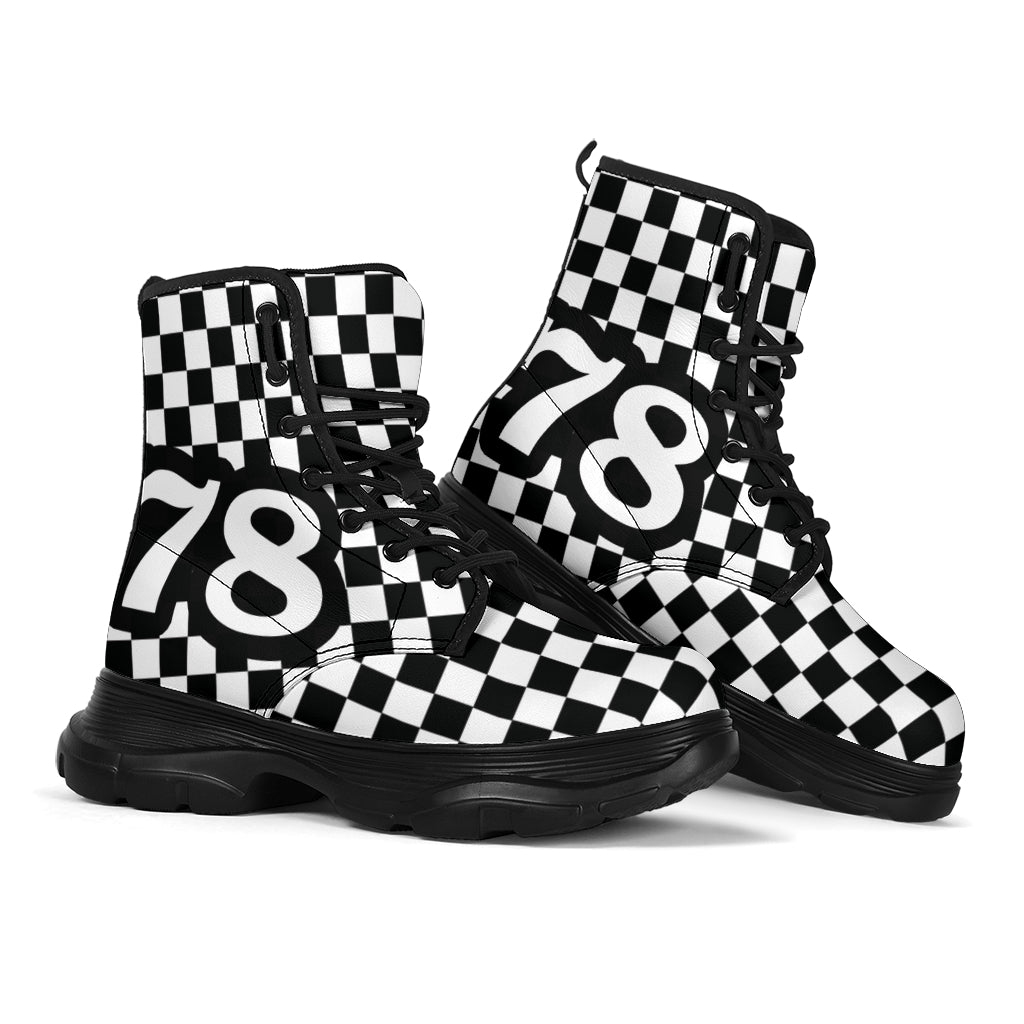 Custom Racing Checkered Chunky Boots