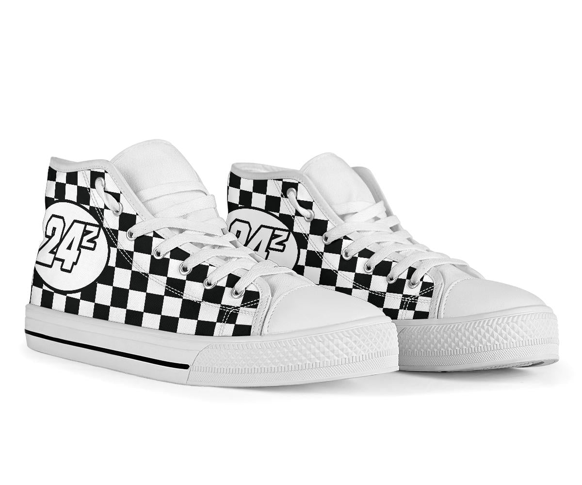 Custom Racing Checkered High Top Shoes