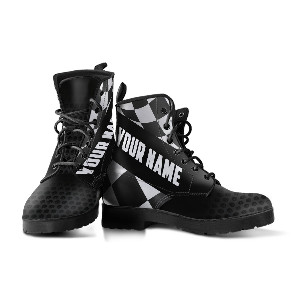 Custom Name Checkered Racing Boots