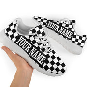Custom Name Racing Checkered Sneakers