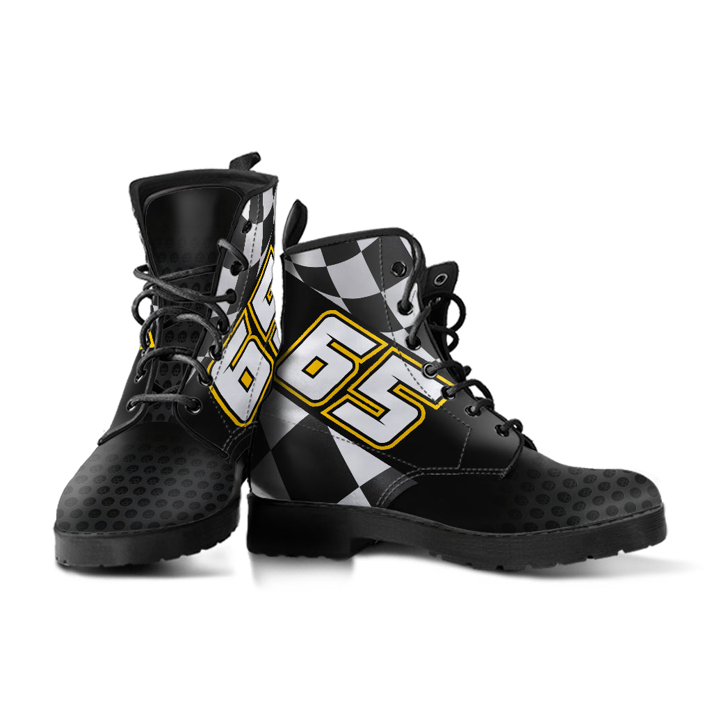 Custom Number Checkered Racing Boots