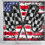Racing Checkered USA Flag Shower Curtain