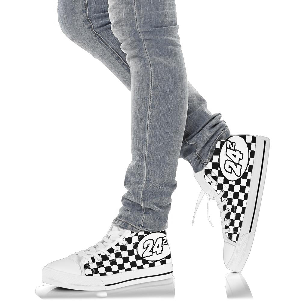 Custom Racing Checkered High Top Shoes