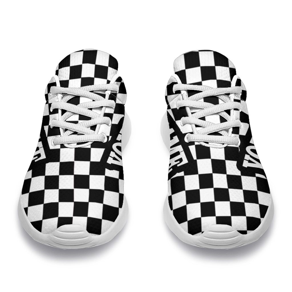 Custom Name Racing Checkered Sneakers