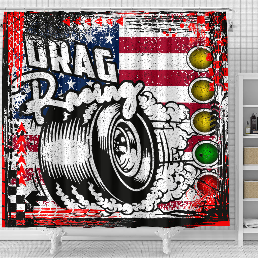 USA Drag Racing Shower Curtain