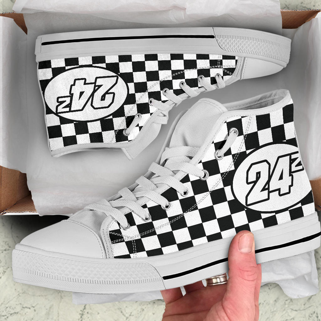 Custom Racing Checkered High Top Shoes