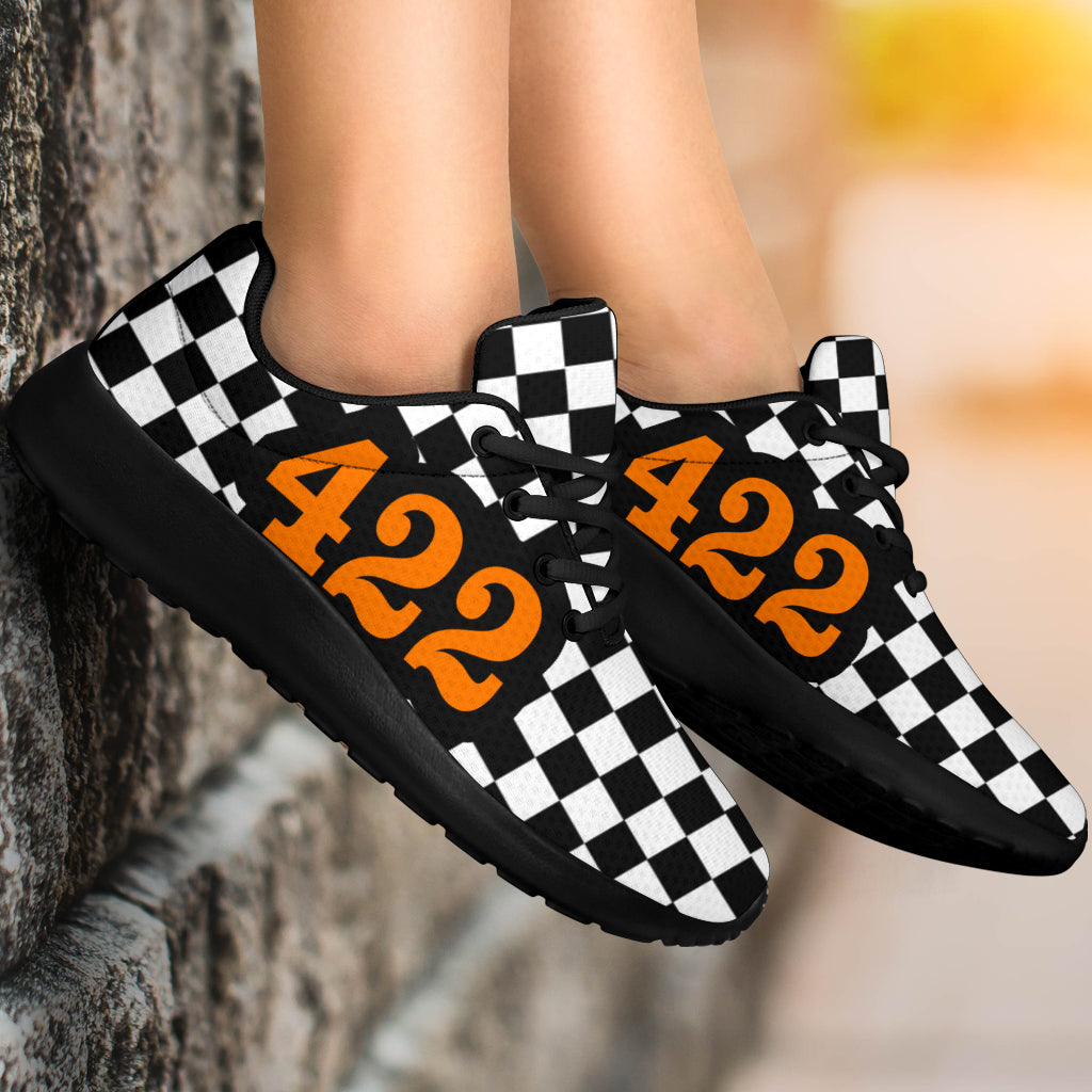 custom racing sneakers number 422 orange
