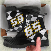 Custom Number Checkered Racing Boots