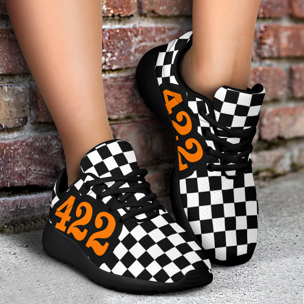 custom racing sneakers number 422 orange