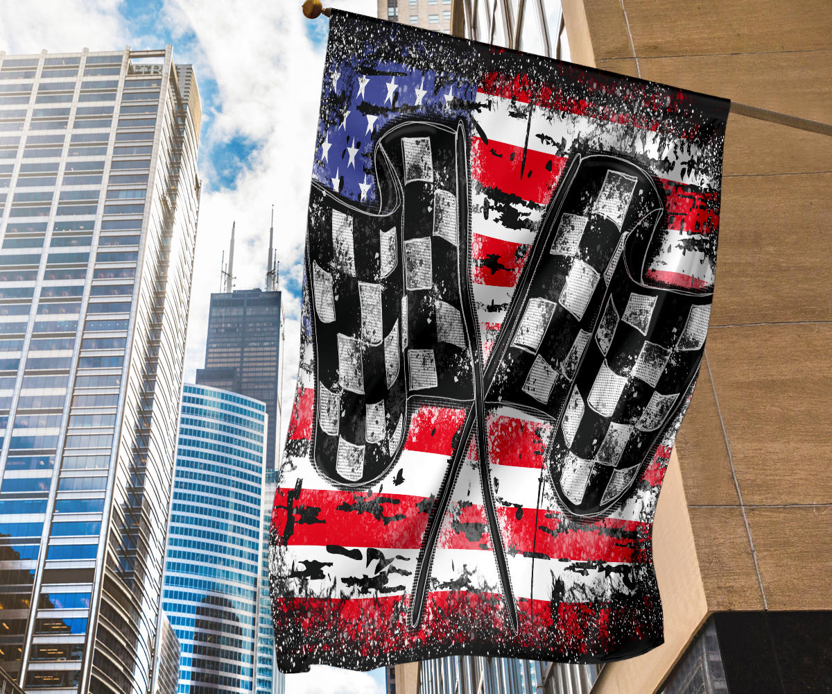 Racing Checkered USA Flag