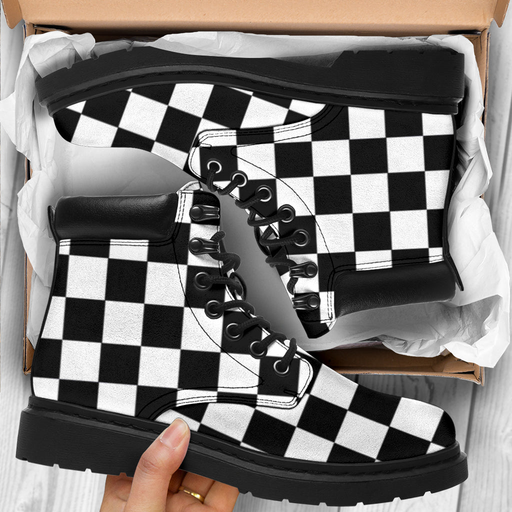 Racing Checkered All-Season Boots