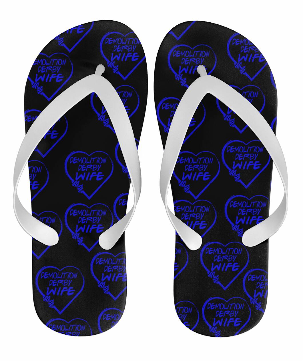 Demolition Derby Wife Heart Flip Flops