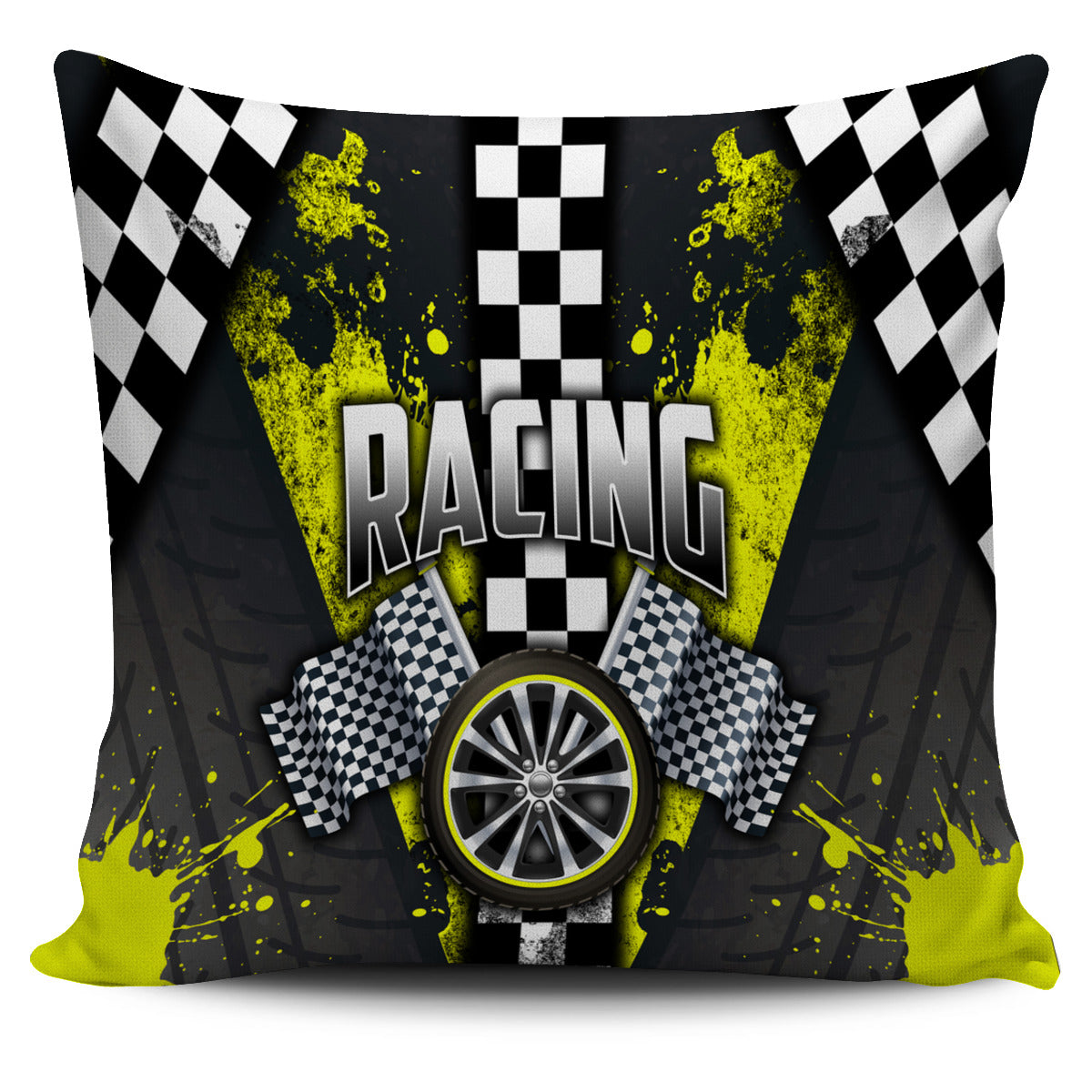Racing Pillow Cover Yellow