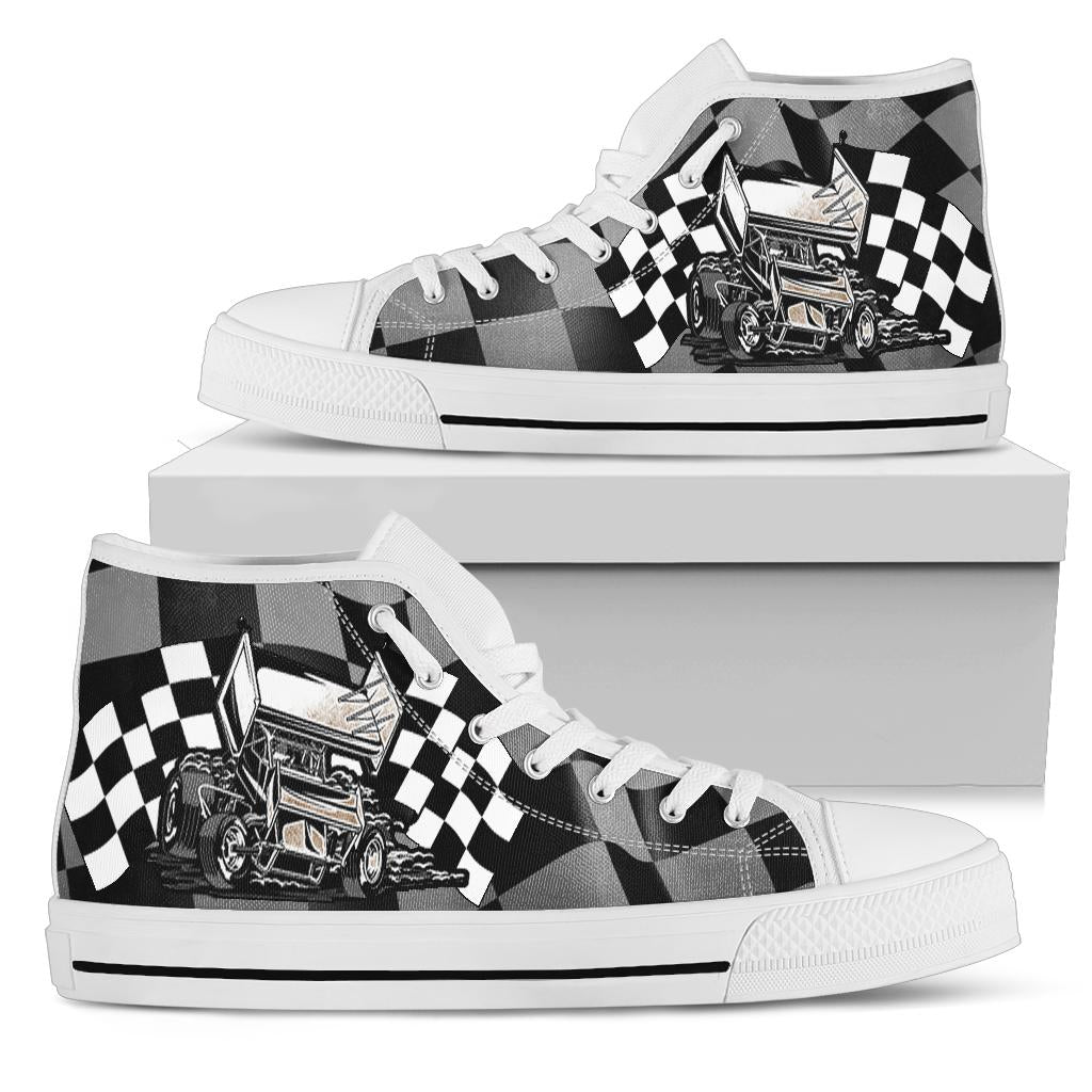Racing Checkered High Tops Sprint Car White