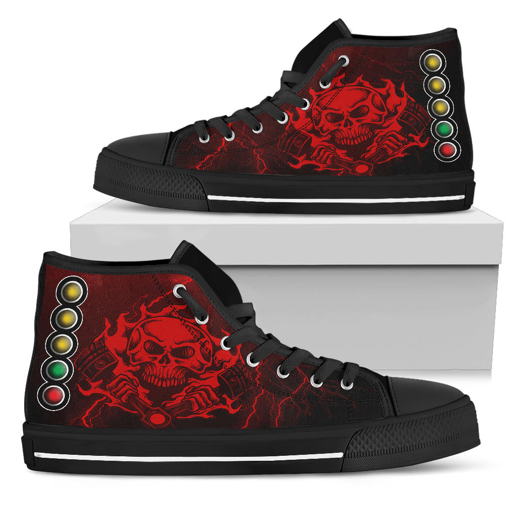 Drag Racing Thunder Skull High Top Shoes