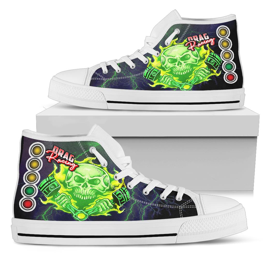 Drag Racing Skull Thunder High Top Shoes