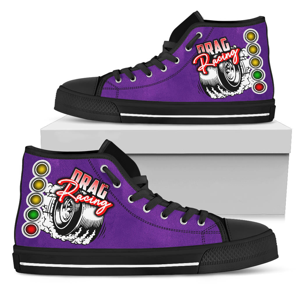 Drag Racing High Top Shoes red purple