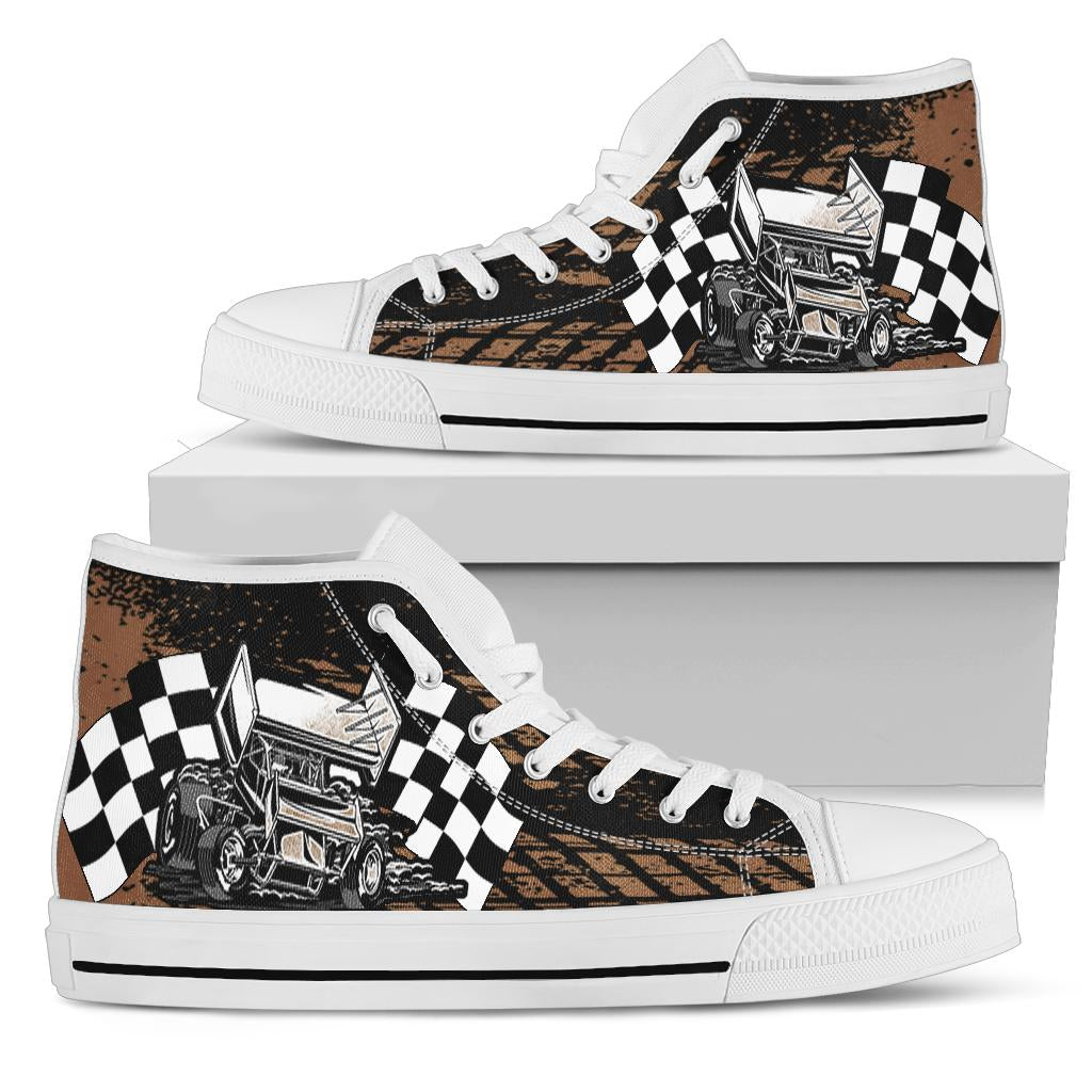 Dirt Racing High Tops Sprint Car White