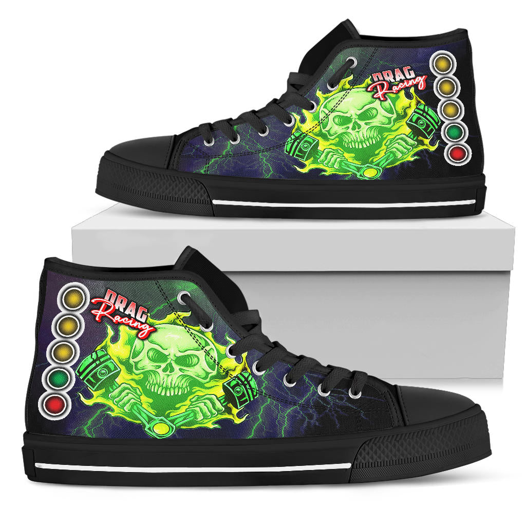 Drag Racing Skull Thunder High Top Shoes