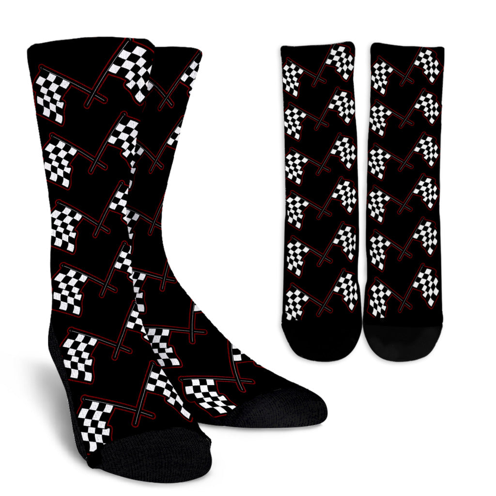 Racing Checkered Flag Crew Socks