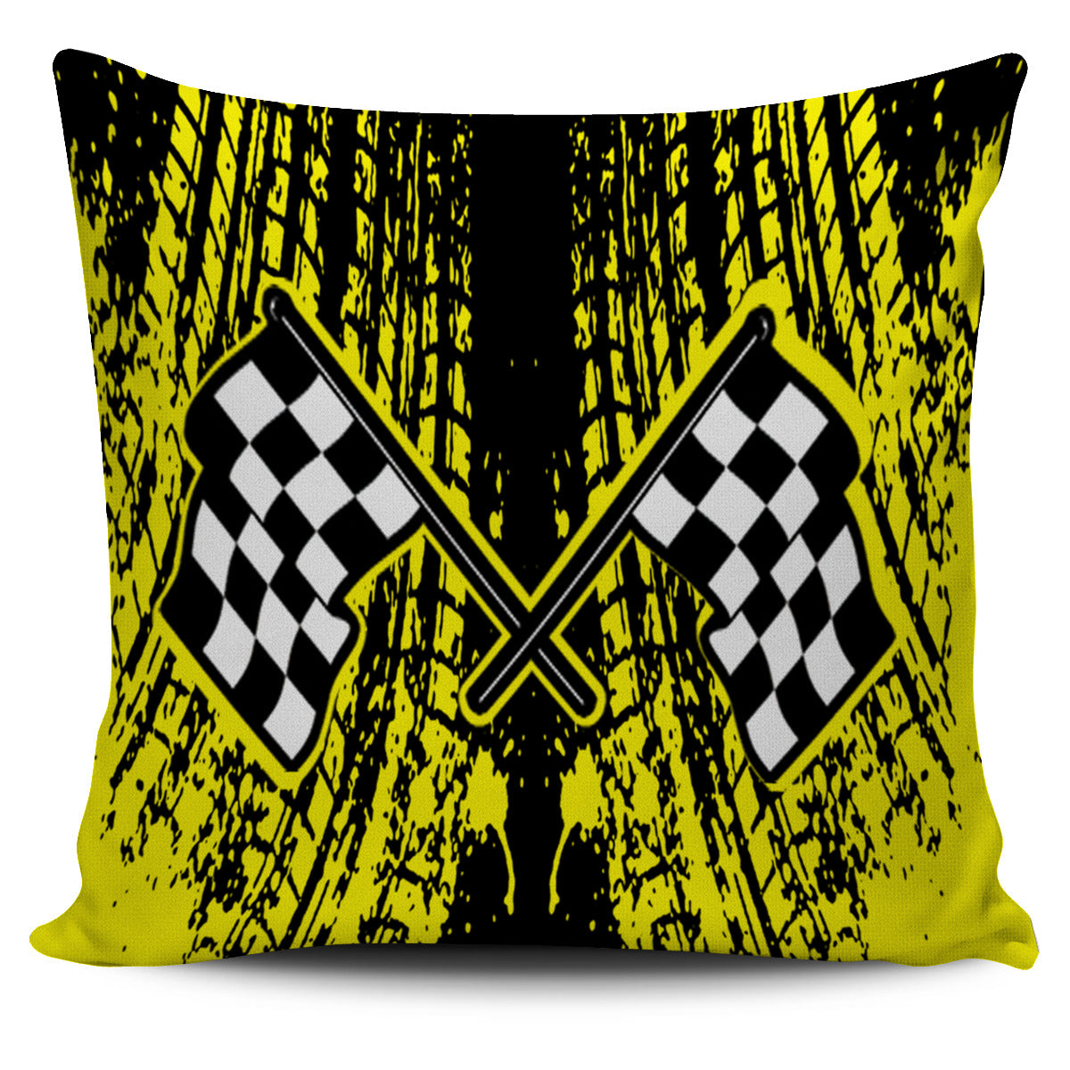 Dirt Racing Pillow Cover Yellow