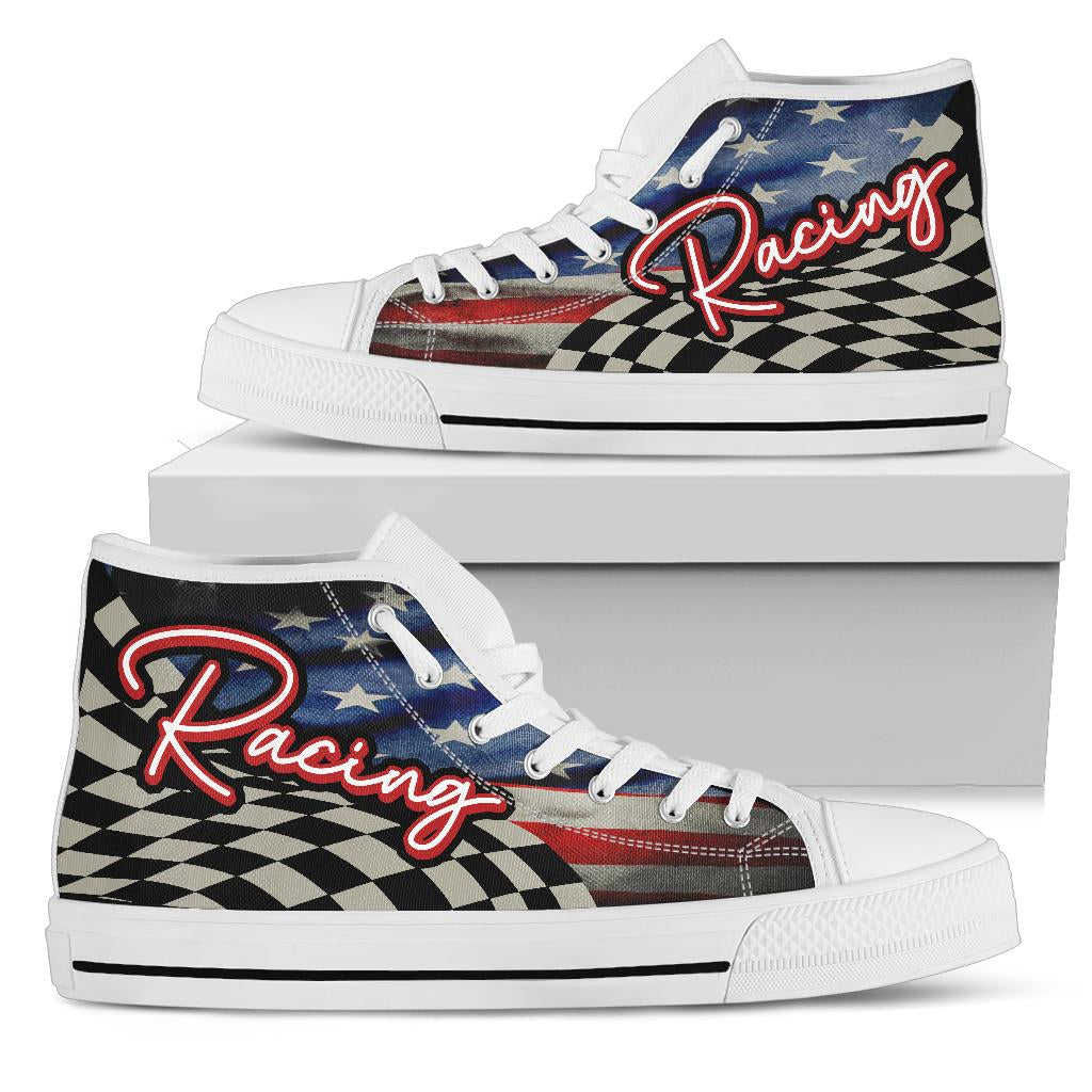 USA Flag Racing High Top Shoes