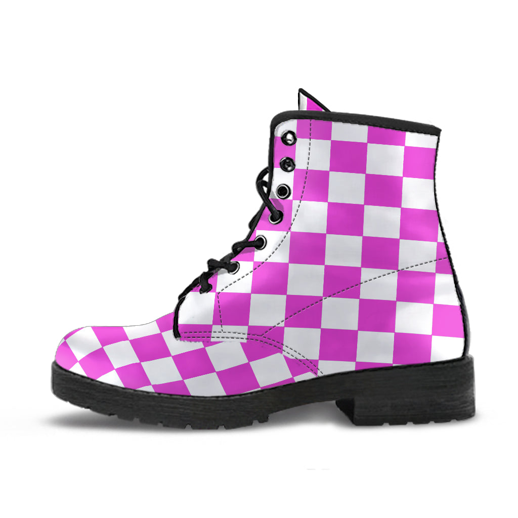 Racing Pink Checkered Boots