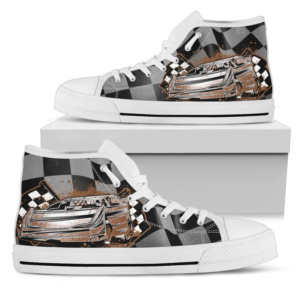 Racing Checkered High Tops Late Model White