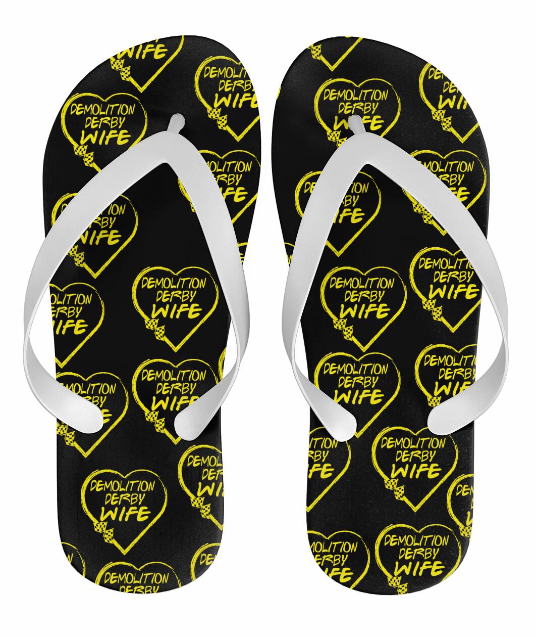Demolition Derby Wife Heart Flip Flops
