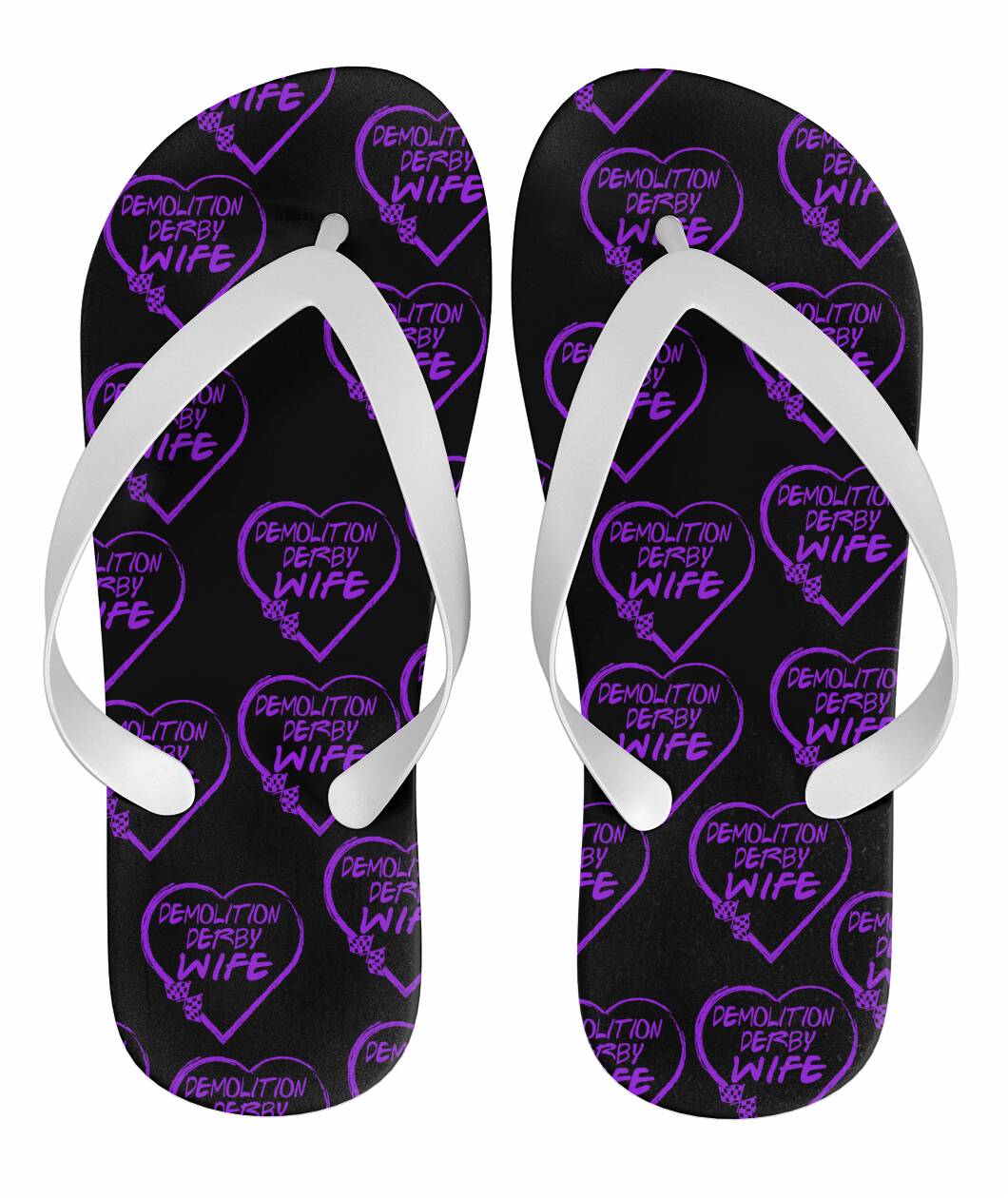 Demolition Derby Wife Heart Flip Flops
