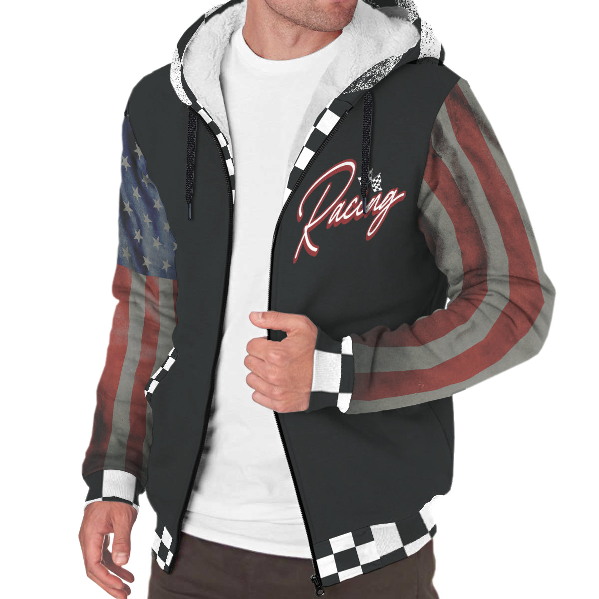 I'm A Racer I Love Freedom USA Sherpa Jacket