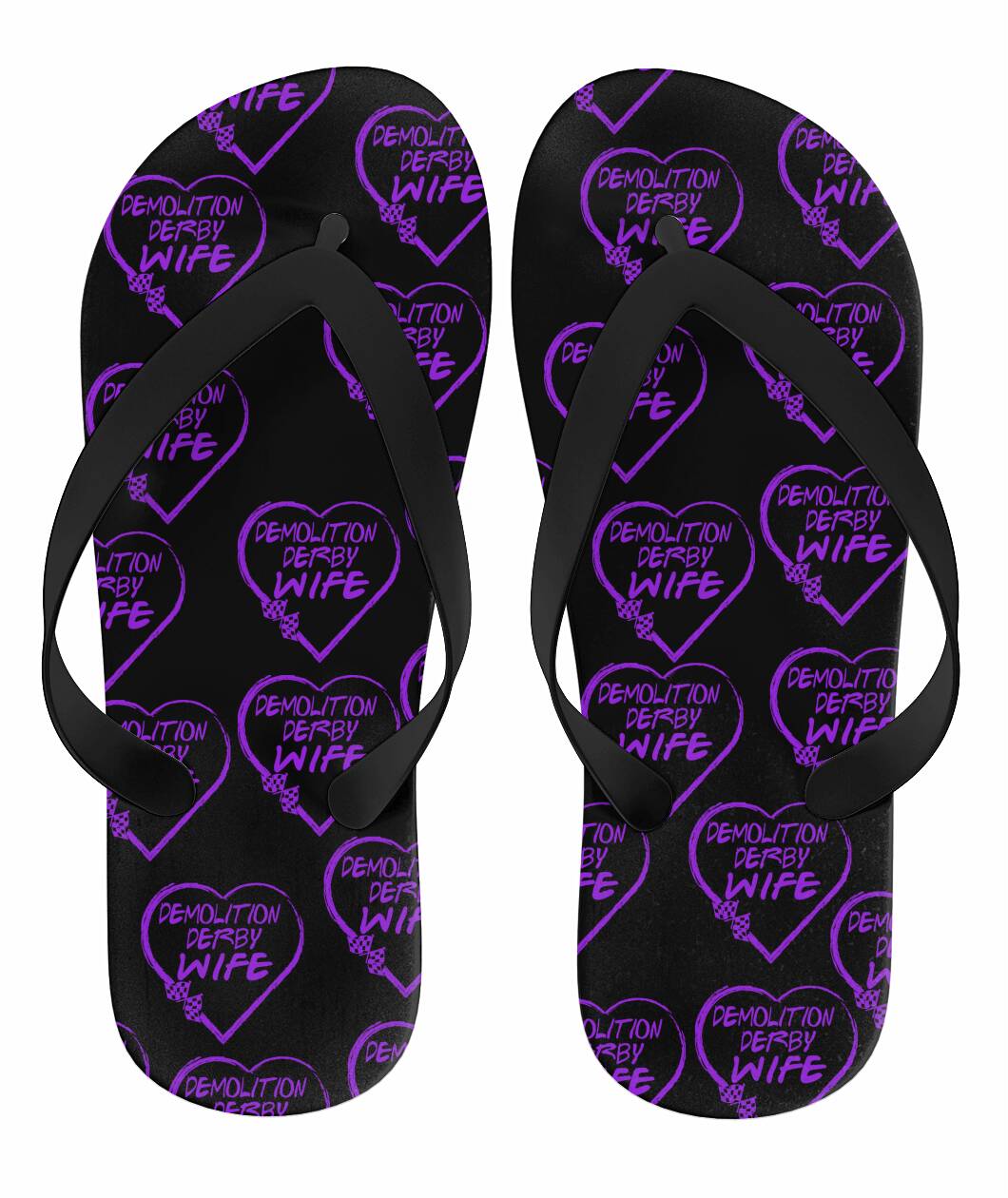 Demolition Derby Wife Heart Flip Flops