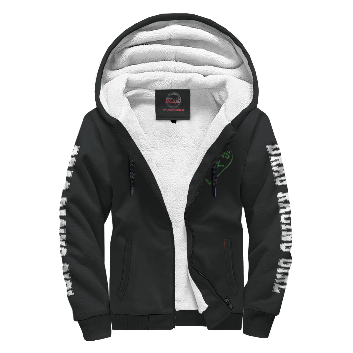 Drag Racing Girl Heart Sherpa Jacket Green