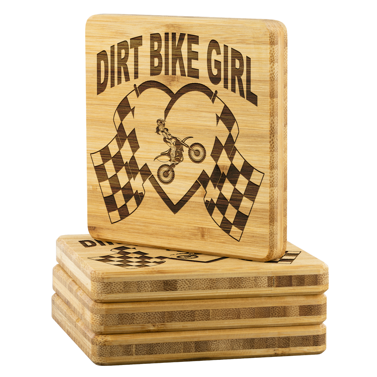 Dirt Bike Girl Bamboo Coaster