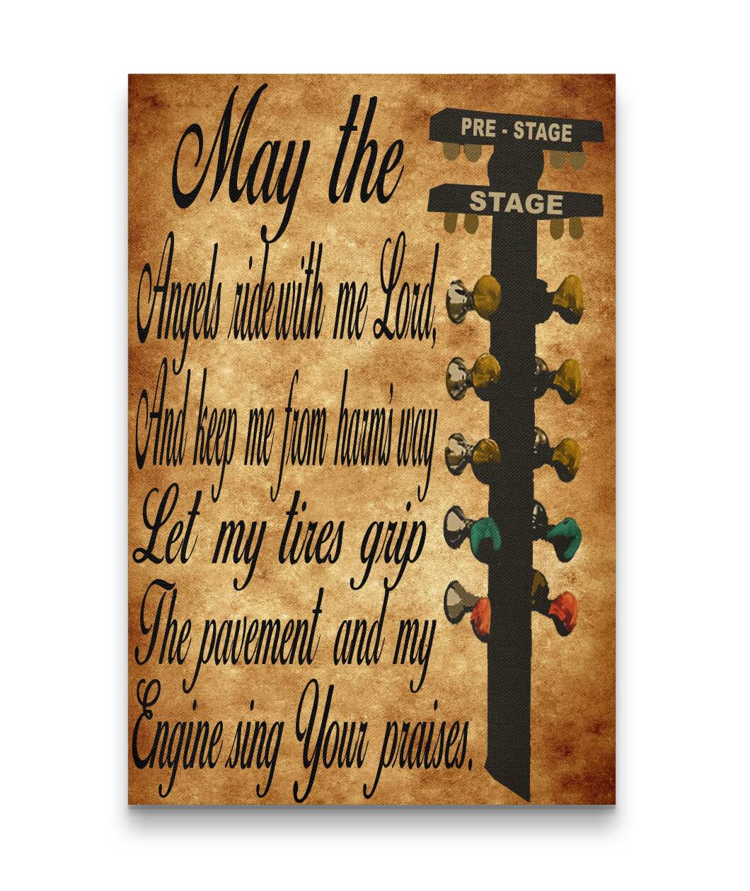 Drag Racer's Prayer Canvas Portrait V8 US ONLY!
