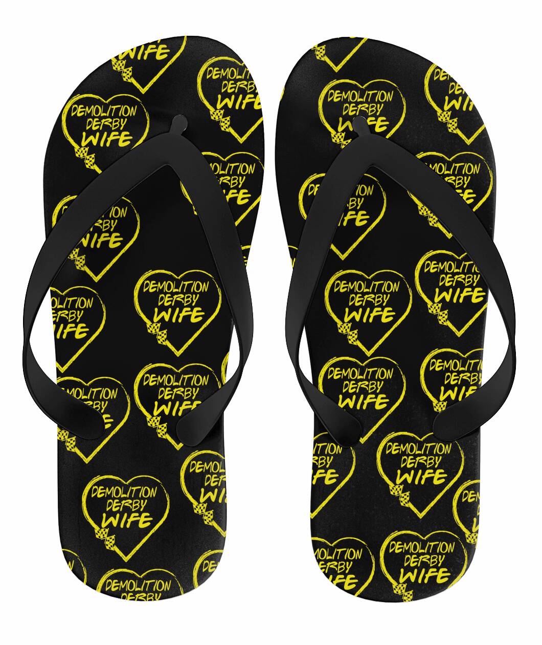 Demolition Derby Wife Heart Flip Flops