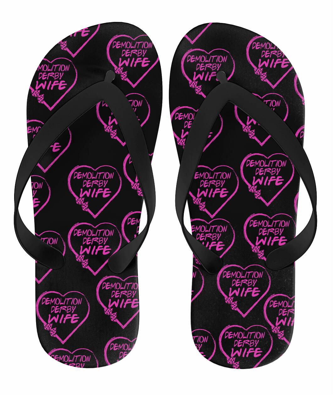 Demolition Derby Wife Heart Flip Flops