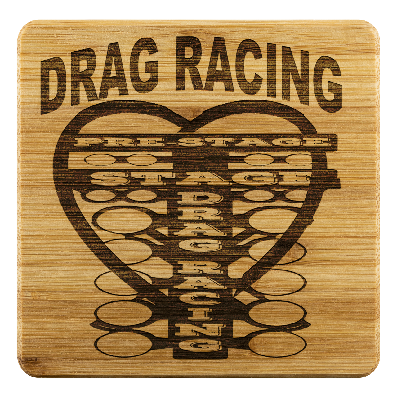 Drag Racing Bamboo Coaster