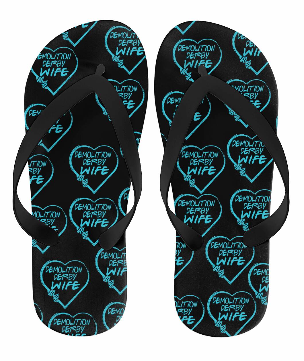 Demolition Derby Wife Heart Flip Flops
