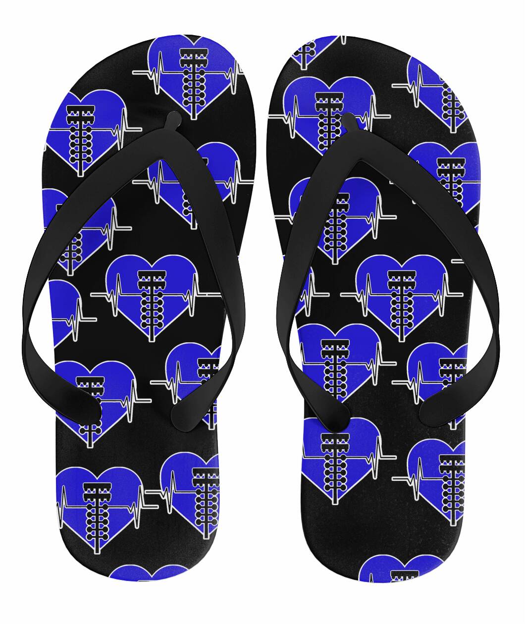 Drag Racing Heartbeat Flip Flops