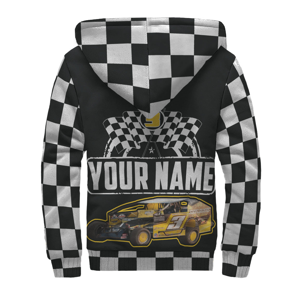 Custom Car Photo Racing Checkered Sherpa Jacket